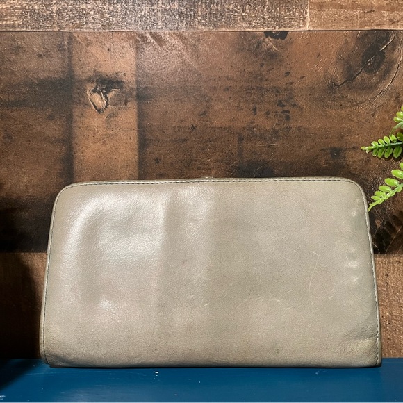 Hobo International Sage Green Grey Wallet Leather Vintage - Picture 2 of 7